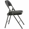 Global Industrial Steel Frame Folding Chair, Padded Fabric Seat and Back, Black 607864BK